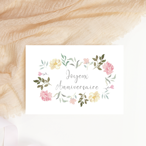 Carte Joyeux Anniversaire Fleurie